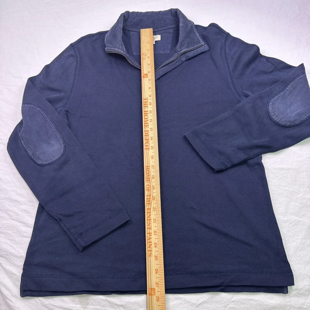 Banana Republic RIBBED Sweater MENS LARGE 1/4 Zip Navy Blue  Elbow Patches